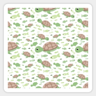 Cute turtle pattern with fishes Sticker